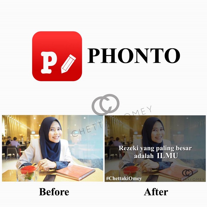Tangkap layap aplikasi Phonto untuk menambah teks pada gambar