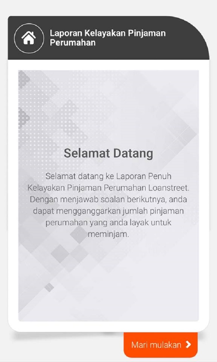 muka depan website laporan kelayakan pinjama perumahan