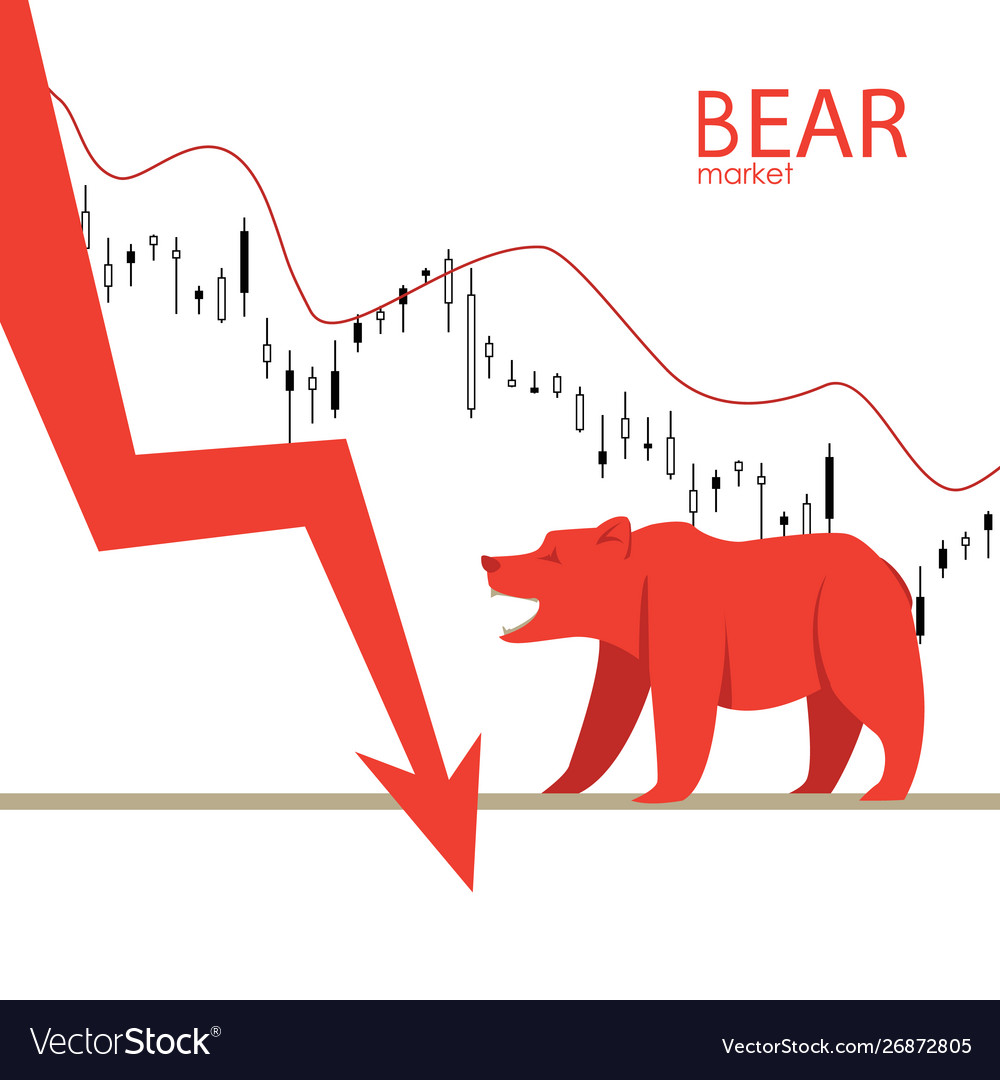 Ilustrasi graf pasaran saham menurun melambangkan Bear Market dengan pesimisme pelabur.