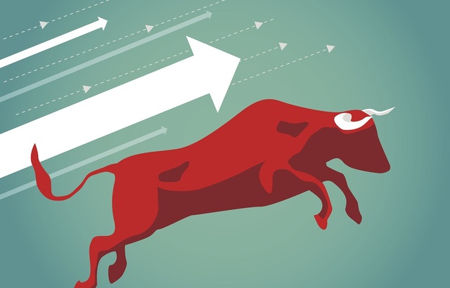 Ilustrasi lembu jantan dan beruang melambangkan bull market dan bear market.