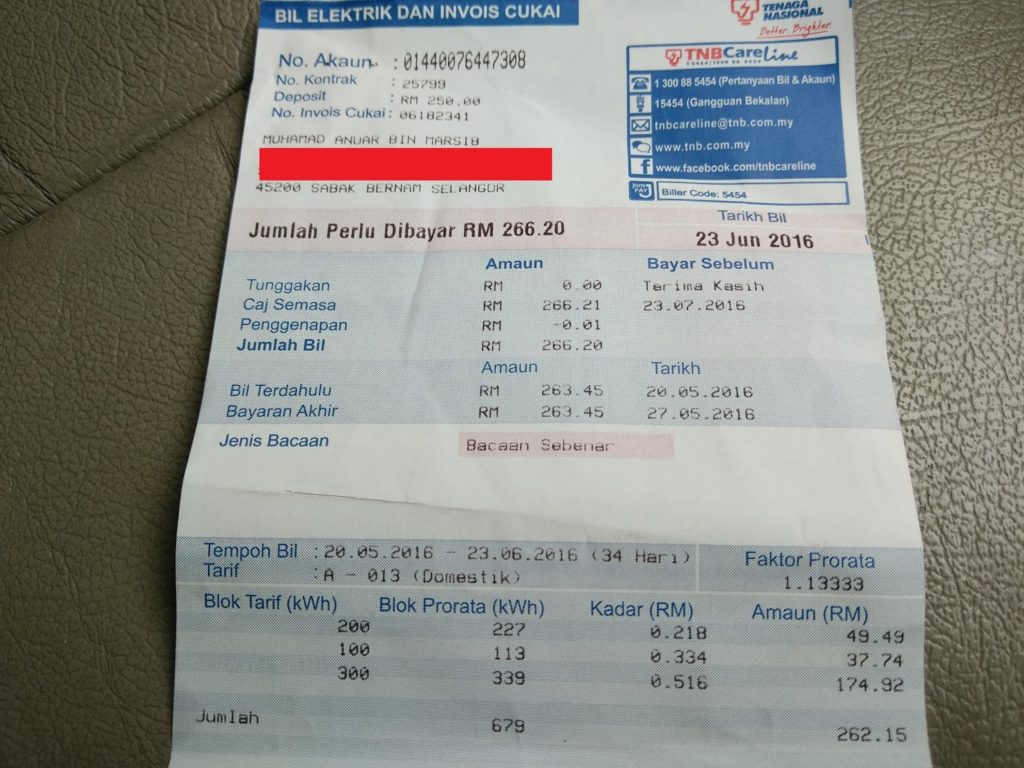 Paparan bil elektrik dalam aplikasi myTNB