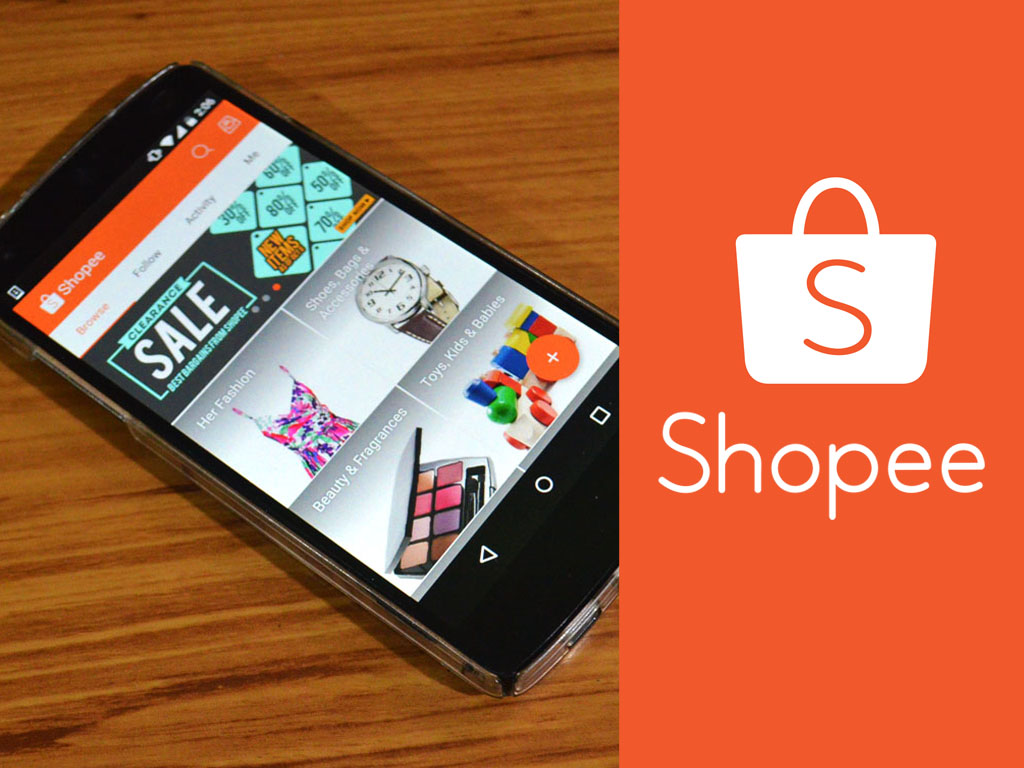 Ilustrasi pelbagai produk bisnes online di platform Shopee.