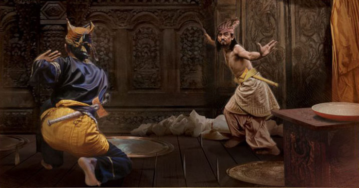 Gambar pahlawan Melayu legenda Hang Tuah dengan senjata tradisional