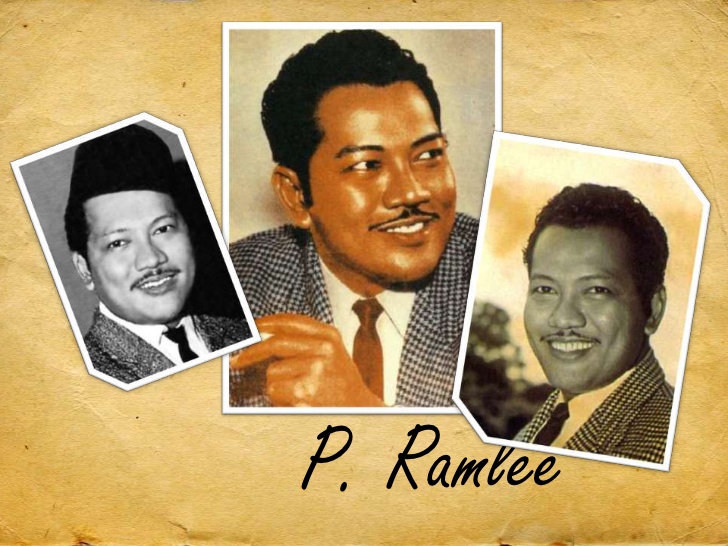 Gambar hitam putih Tan Sri P. Ramlee, seniman agung negara yang terkenal.