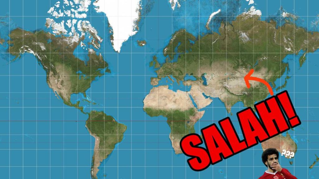 Peta dunia Mercator yang menunjukkan saiz negara tidak sebenar