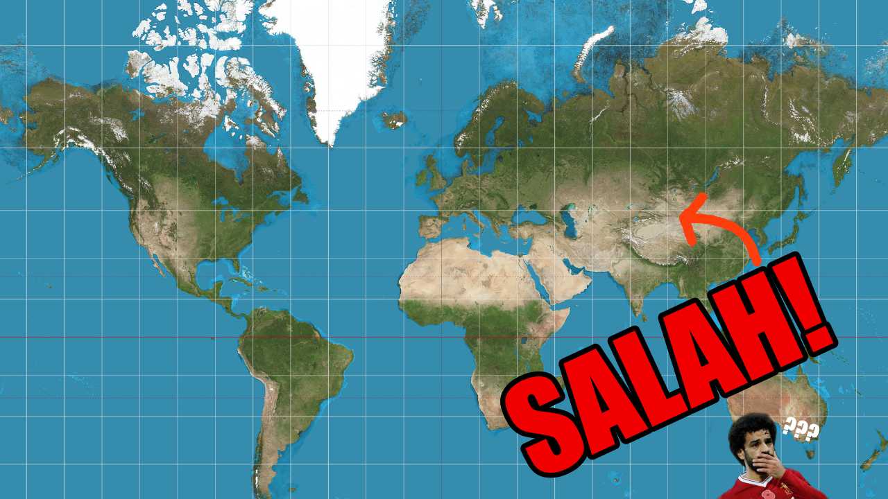 Ilustrasi peta dunia yang menunjukkan perbezaan saiz sebenar negara seperti Greenland dan Afrika