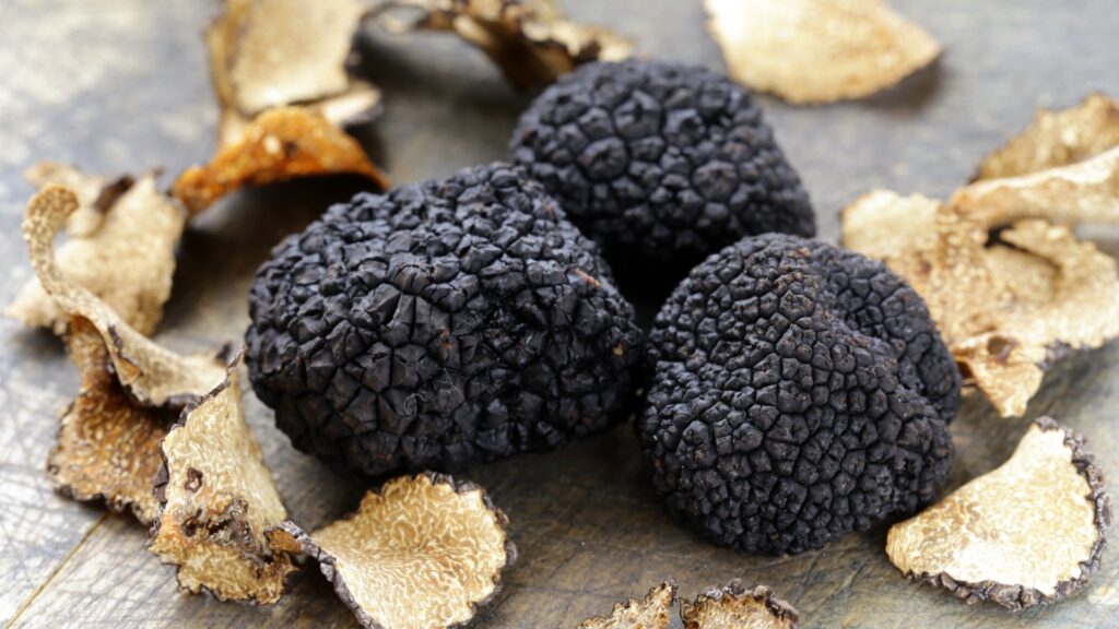 Cendawan truffle hitam dengan rupa kasar berbenjol