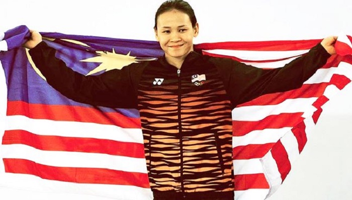 Pandelela Rinong semasa acara terjun