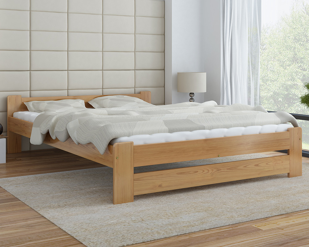 Rangka katil kayu pain double bersaiz 140x200cm