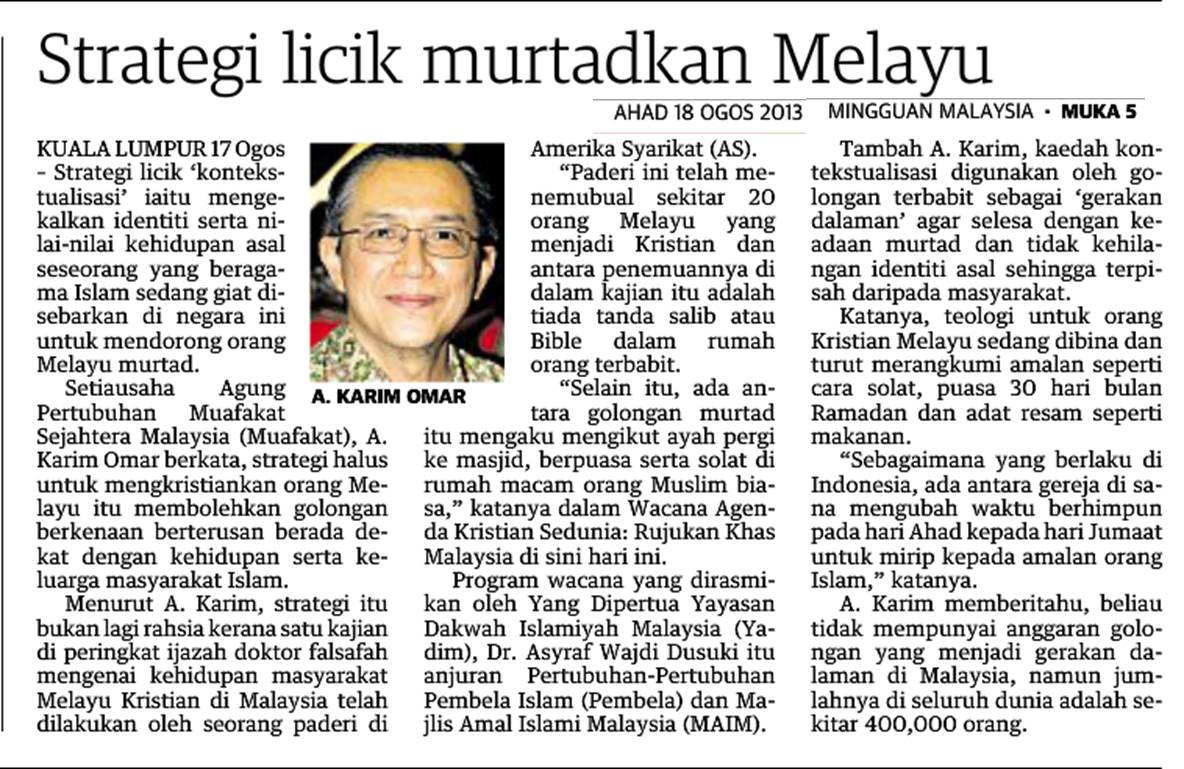 Ilustrasi berkaitan kes murtad di Malaysia dan kesan perpindahan agama.