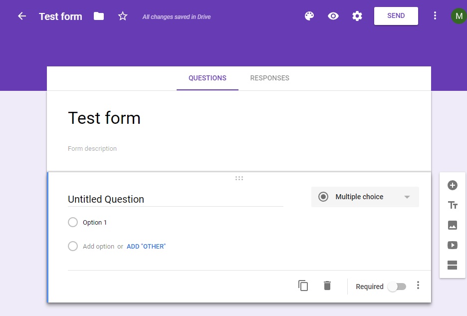 Contoh antara muka ujian dalam Google Form