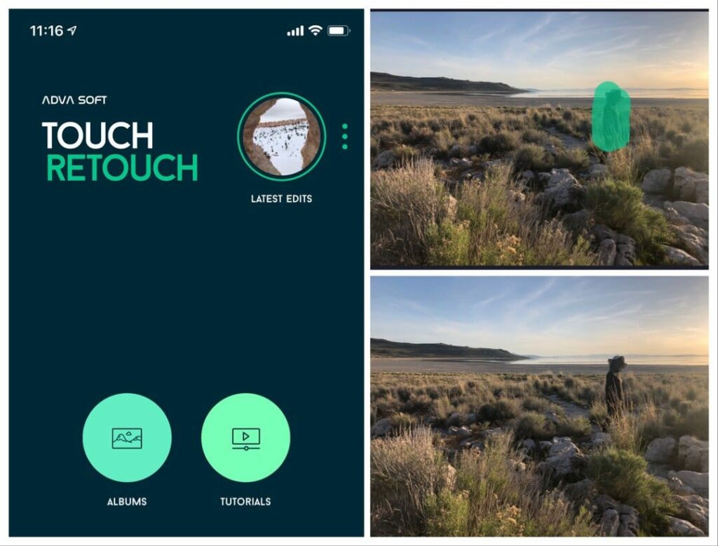 Tangkapan skrin aplikasi TouchRetouch untuk membuang objek